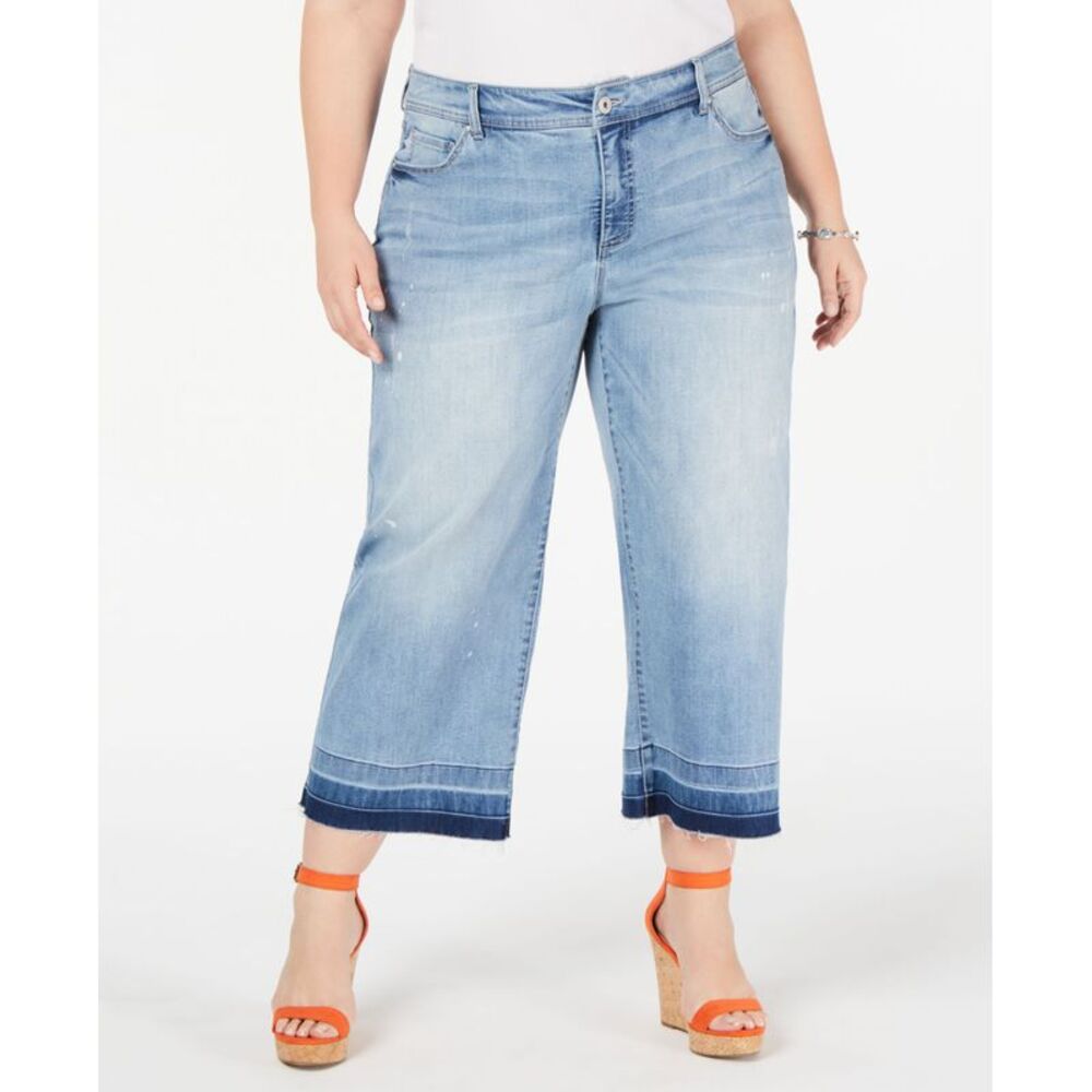 INC International Concepts Plus Size Cropped Culotte Jeans